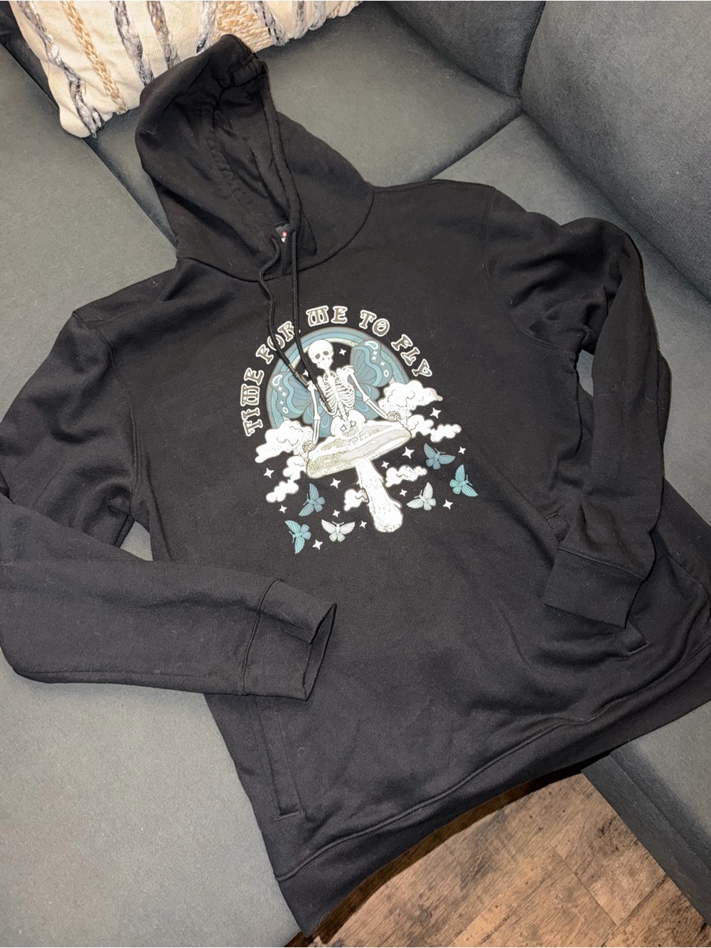 AIRWALK Men's 3XL Black Pullover Fleece Hoodie Cotton Blend Skeleton Graphic